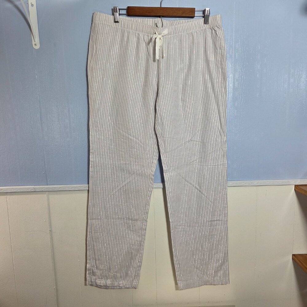 Gapbody Large Light Gray Metallic Drawstring Lightweight Cotton Lounge Pants - Picture 2 of 10